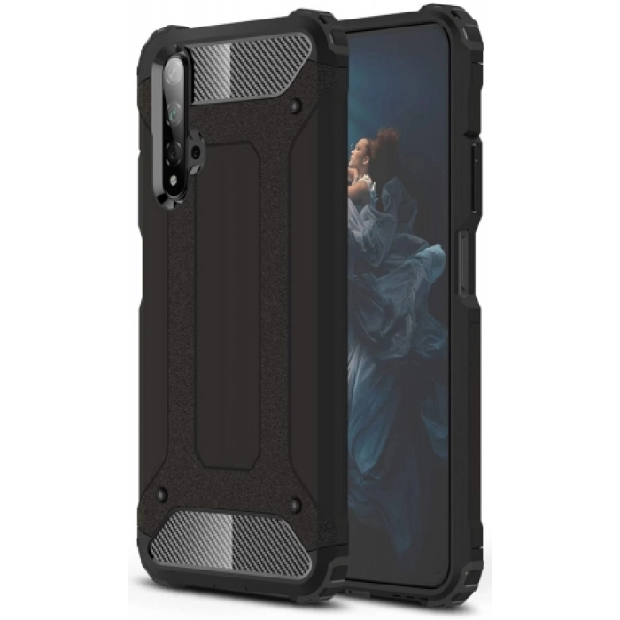 Huawei Nova 5T Kılıf Zırhlı Tank Crash Silikon Kapak - Siyah