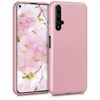 Huawei Nova 5T Kılıf İnce Soft Mat Renkli Esnek Silikon Kapak - Rose Gold