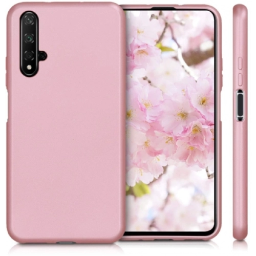 Huawei Nova 5T Kılıf İnce Soft Mat Renkli Esnek Silikon Kapak - Rose Gold