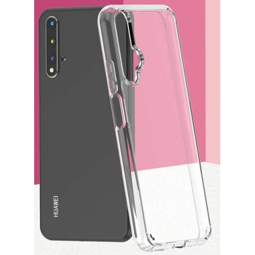 Huawei Nova 5T Kılıf Korumalı Kenarları Silikon Arkası Sert Coss Kapak  - Şeffaf