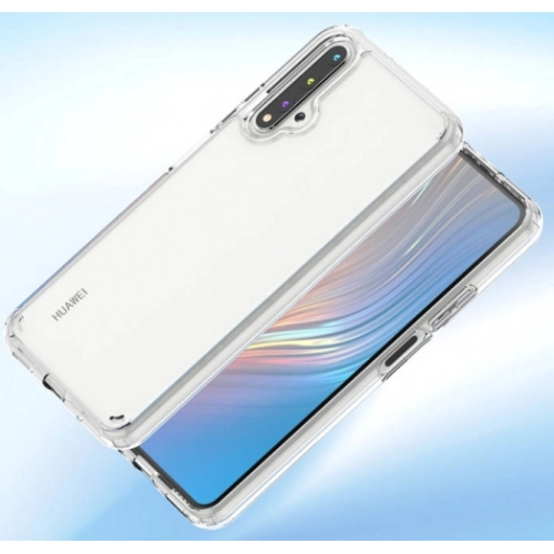 Huawei Nova 5T Kılıf Korumalı Kenarları Silikon Arkası Sert Coss Kapak  - Şeffaf