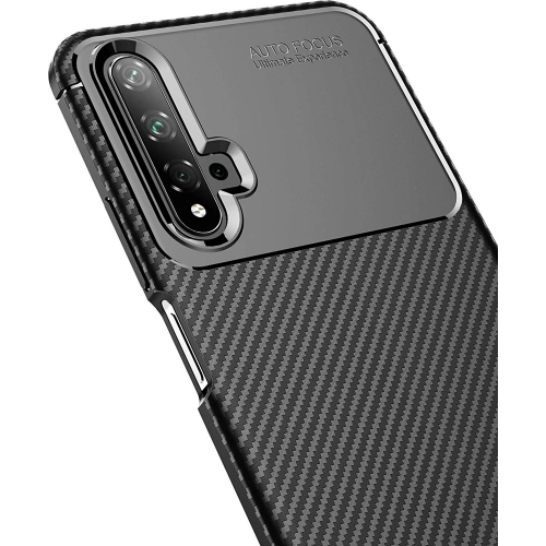 Huawei Nova 5T Kılıf Silikon Parmak İzi Bırakmayan Karbon Soft Negro Kapak - Lacivert