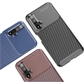 Huawei Nova 5T Kılıf Silikon Parmak İzi Bırakmayan Karbon Soft Negro Kapak - Siyah