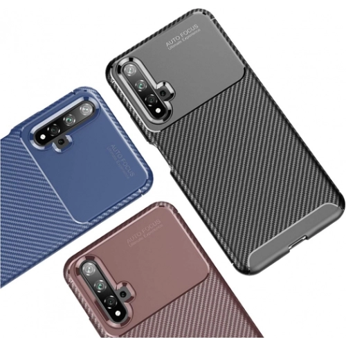 Huawei Nova 5T Kılıf Silikon Parmak İzi Bırakmayan Karbon Soft Negro Kapak - Siyah