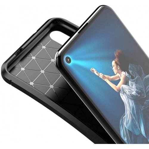 Huawei Nova 5T Kılıf Silikon Parmak İzi Bırakmayan Karbon Soft Negro Kapak - Siyah