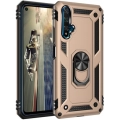 Huawei Nova 5T Kılıf Silikon Zırhlı Standlı Yüzüklü Mıknatıslı Tank Kapak - Gold