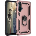 Huawei Nova 5T Kılıf Silikon Zırhlı Standlı Yüzüklü Mıknatıslı Tank Kapak - Rose Gold