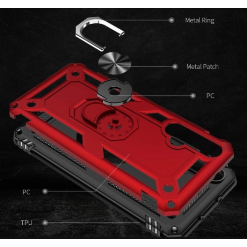 Huawei Nova 5T Kılıf Silikon Zırhlı Standlı Yüzüklü Mıknatıslı Tank Kapak - Siyah