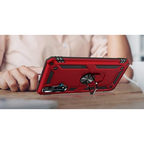 Huawei Nova 5T Kılıf Silikon Zırhlı Standlı Yüzüklü Mıknatıslı Tank Kapak - Siyah