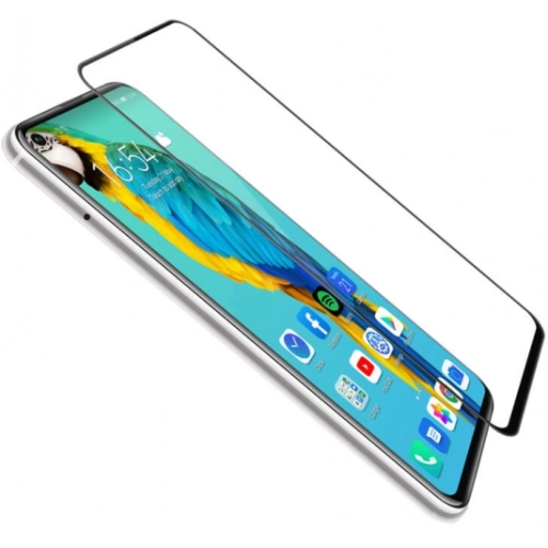Huawei Nova 5T Kırılmaz Cam Tam Kapatan Kenarları Kırılmaya Dayanıklı Cam Ekran Koruyucu - Siyah