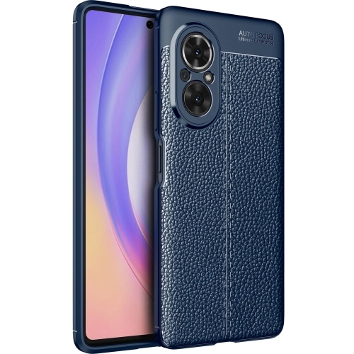 Huawei Nova 9 SE Kılıf Deri Görünümlü Lüks Parmak İzi Bırakmaz Niss Silikon Kapak - Lacivert