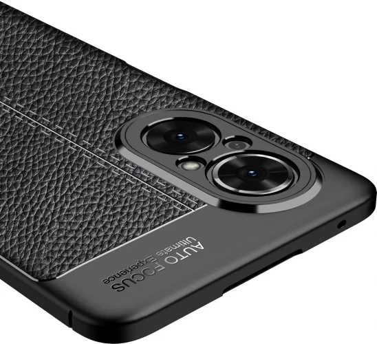 Huawei Nova 9 SE Kılıf Deri Görünümlü Parmak İzi Bırakmaz Niss Silikon - Siyah