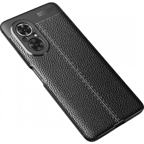 Huawei Nova 9 SE Kılıf Deri Görünümlü Lüks Parmak İzi Bırakmaz Niss Silikon Kapak - Siyah