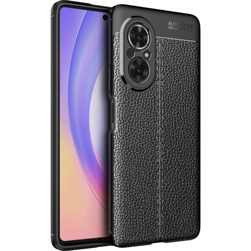 Huawei Nova 9 SE Kılıf Deri Görünümlü Lüks Parmak İzi Bırakmaz Niss Silikon Kapak - Siyah