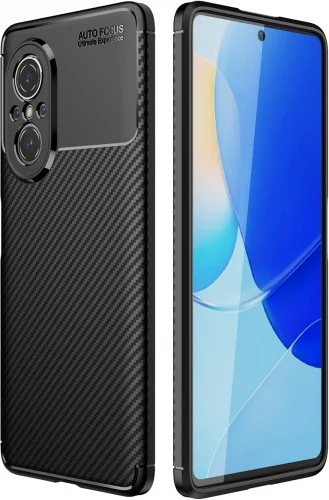 Huawei Nova 9 SE Kılıf Karbon Serisi Mat Fiber Silikon Negro Kapak - Siyah