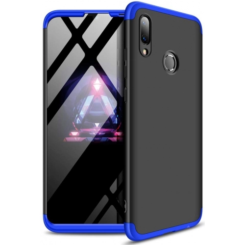 Huawei P Smart 2019 Kılıf 3 Parçalı 360 Tam Korumalı Rubber AYS Kapak - Mavi - Siyah