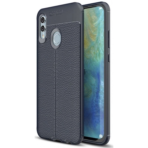 Huawei P Smart 2019 Kılıf Deri Görünümlü Lüks Parmak İzi Bırakmaz Niss Silikon Kapak - Lacivert