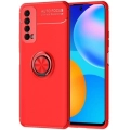 Huawei P Smart 2021 Kılıf Renkli Silikon Yüzüklü Standlı Auto Focus Ravel Kapak - Kırmızı