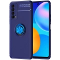 Huawei P Smart 2021 Kılıf Renkli Silikon Yüzüklü Standlı Auto Focus Ravel Kapak - Mavi