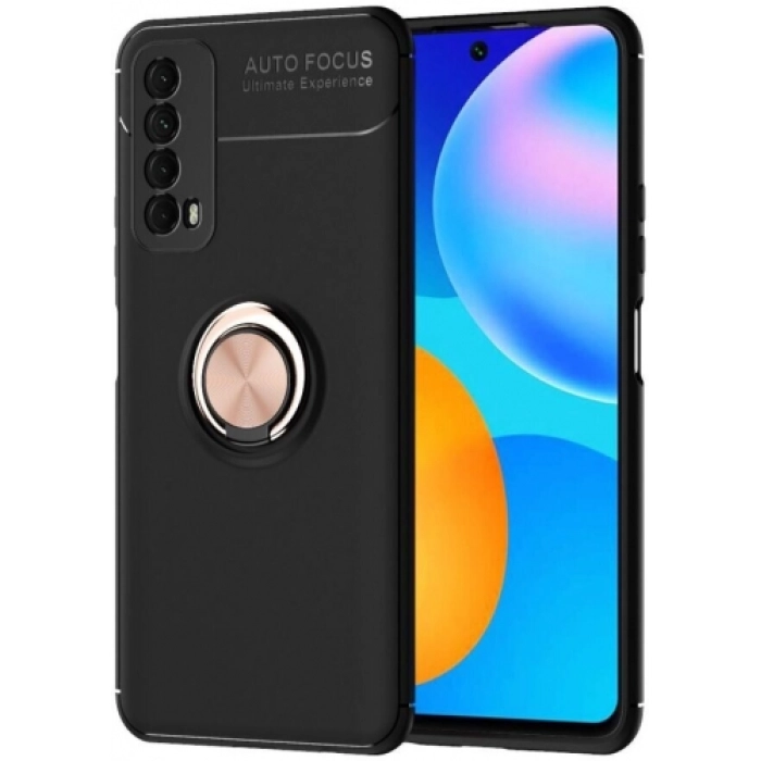 Huawei P Smart 2021 Kılıf Renkli Silikon Yüzüklü Standlı Auto Focus Ravel Kapak - Rose Gold