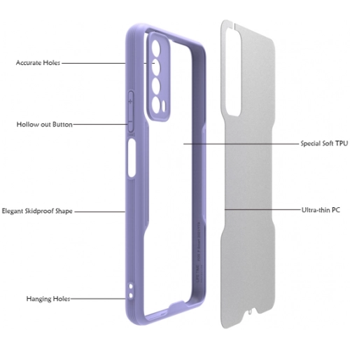 Huawei P Smart 2021 Kılıf Renkli Silikon Kamera Lens Korumalı Şeffaf Parfe Kapak - Siyah