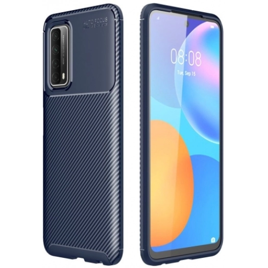 Huawei P Smart 2021 Kılıf Silikon Parmak İzi Bırakmayan Karbon Soft Negro Kapak - Lacivert