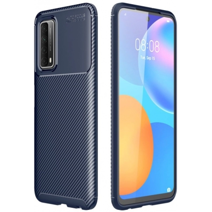 Huawei P Smart 2021 Kılıf Silikon Parmak İzi Bırakmayan Karbon Soft Negro Kapak - Lacivert