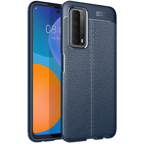 Huawei P Smart 2021 Kılıf Deri Görünümlü Lüks Parmak İzi Bırakmaz Niss Silikon Kapak - Lacivert