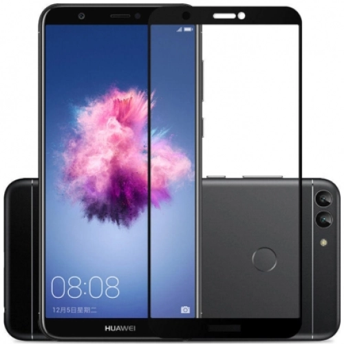 Huawei P Smart Kırılmaz Cam Tam Kapatan Kenarları Kırılmaya Dayanıklı Cam Ekran Koruyucu - Siyah