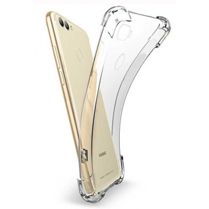 Huawei P Smart Kılıf Silikon Köşe Korumalı Airbag Darbe Emici Kapak - Şeffaf