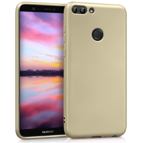Huawei P Smart Kılıf İnce Soft Mat Renkli Esnek Silikon Kapak - Gold