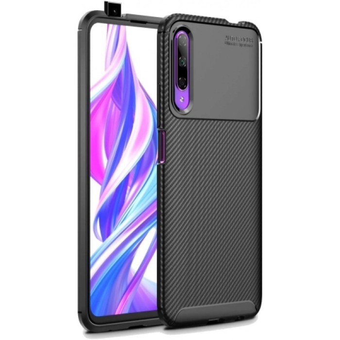 Huawei P Smart Pro 2019 Kılıf Silikon Parmak İzi Bırakmayan Karbon Soft Negro Kapak - Siyah