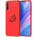 Huawei P Smart S Kılıf Renkli Silikon Yüzüklü Standlı Auto Focus Ravel Kapak - Kırmızı