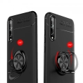 Huawei P Smart S Kılıf Renkli Silikon Yüzüklü Standlı Auto Focus Ravel Kapak - Kırmızı