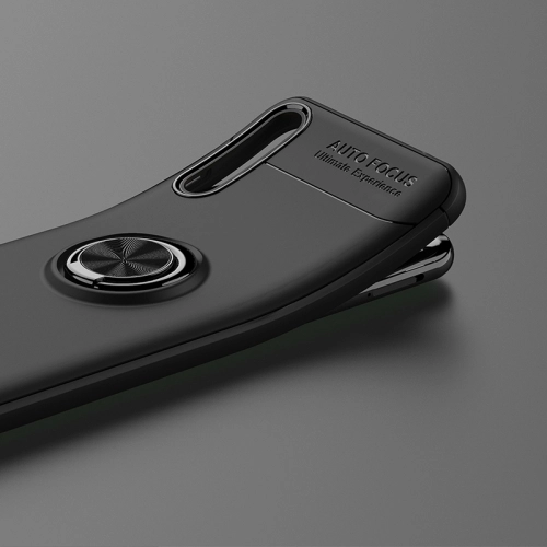 Huawei P Smart S Kılıf Renkli Silikon Yüzüklü Standlı Auto Focus Ravel Kapak - Siyah