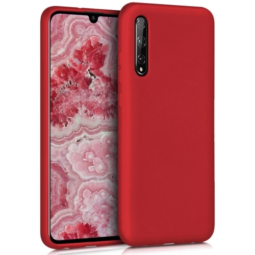 Huawei P Smart S Kılıf İnce Soft Mat Renkli Esnek Silikon Kapak - Kırmızı