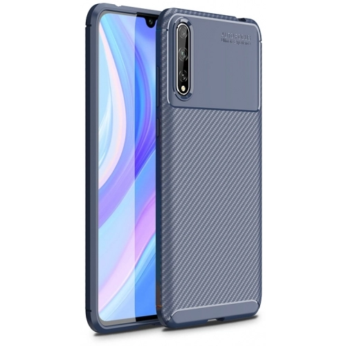 Huawei P Smart S Kılıf Silikon Parmak İzi Bırakmayan Karbon Soft Negro Kapak - Lacivert