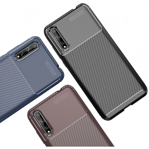 Huawei P Smart S Kılıf Silikon Parmak İzi Bırakmayan Karbon Soft Negro Kapak - Siyah