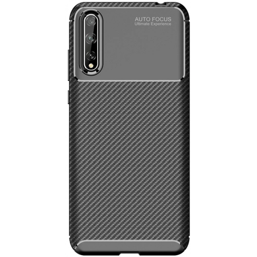 Huawei P Smart S Kılıf Silikon Parmak İzi Bırakmayan Karbon Soft Negro Kapak - Siyah