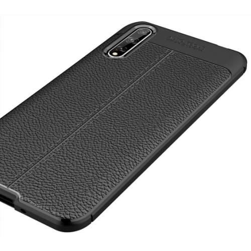 Huawei P Smart S Kılıf Deri Görünümlü Lüks Parmak İzi Bırakmaz Niss Silikon Kapak - Lacivert