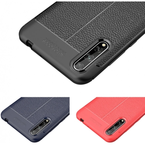 Huawei P Smart S Kılıf Deri Görünümlü Lüks Parmak İzi Bırakmaz Niss Silikon Kapak - Siyah