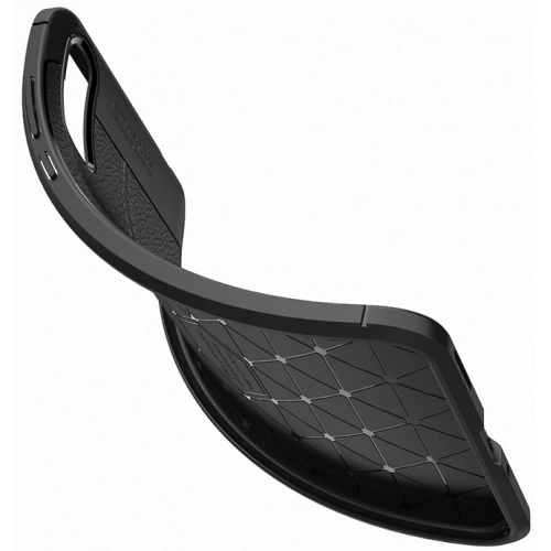 Huawei P Smart S Kılıf Deri Görünümlü Lüks Parmak İzi Bırakmaz Niss Silikon Kapak - Siyah