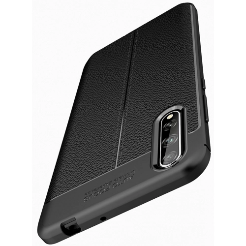 Huawei P Smart S Kılıf Deri Görünümlü Lüks Parmak İzi Bırakmaz Niss Silikon Kapak - Siyah