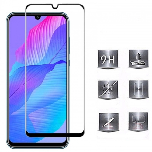 Huawei P Smart S Kırılmaz Cam Tam Kapatan Kenarları Kırılmaya Dayanıklı Cam Ekran Koruyucu - Siyah