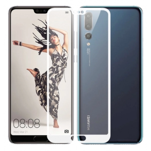 Huawei P20 Ekran Koruyucu Fiber Tam Kaplayan Nano - Beyaz