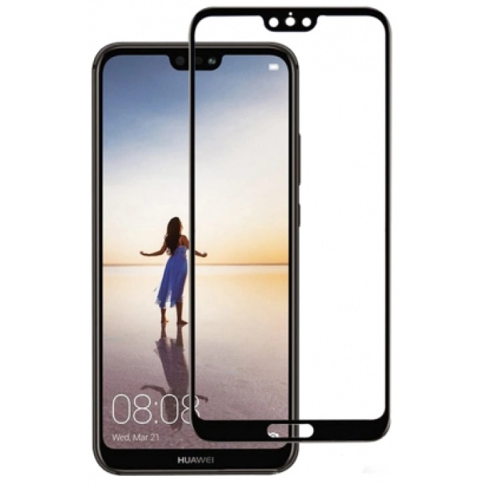 Huawei P20 Ekran Koruyucu Fiber Tam Kaplayan Nano - Siyah