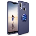 Huawei P20 Lite Kılıf Renkli Silikon Yüzüklü Standlı Auto Focus Ravel Kapak - Mavi