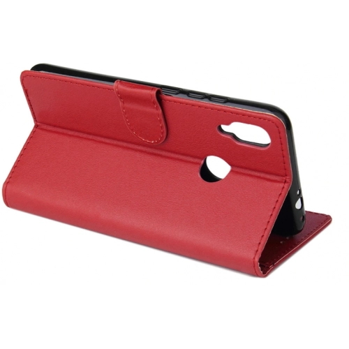 Huawei P20 Lite Kılıf Cüzdanlı Standlı Mıknatıslı Deri Kartlıklı Kapak - Kırmızı