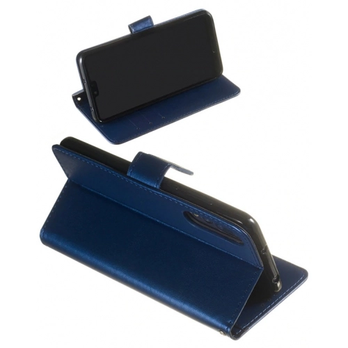 Huawei P20 Lite Kılıf Cüzdanlı Standlı Mıknatıslı Deri Kartlıklı Kapak - Lacivert