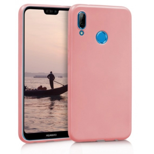 Huawei P20 Lite Kılıf İnce Soft Mat Renkli Esnek Silikon Kapak - Rose Gold